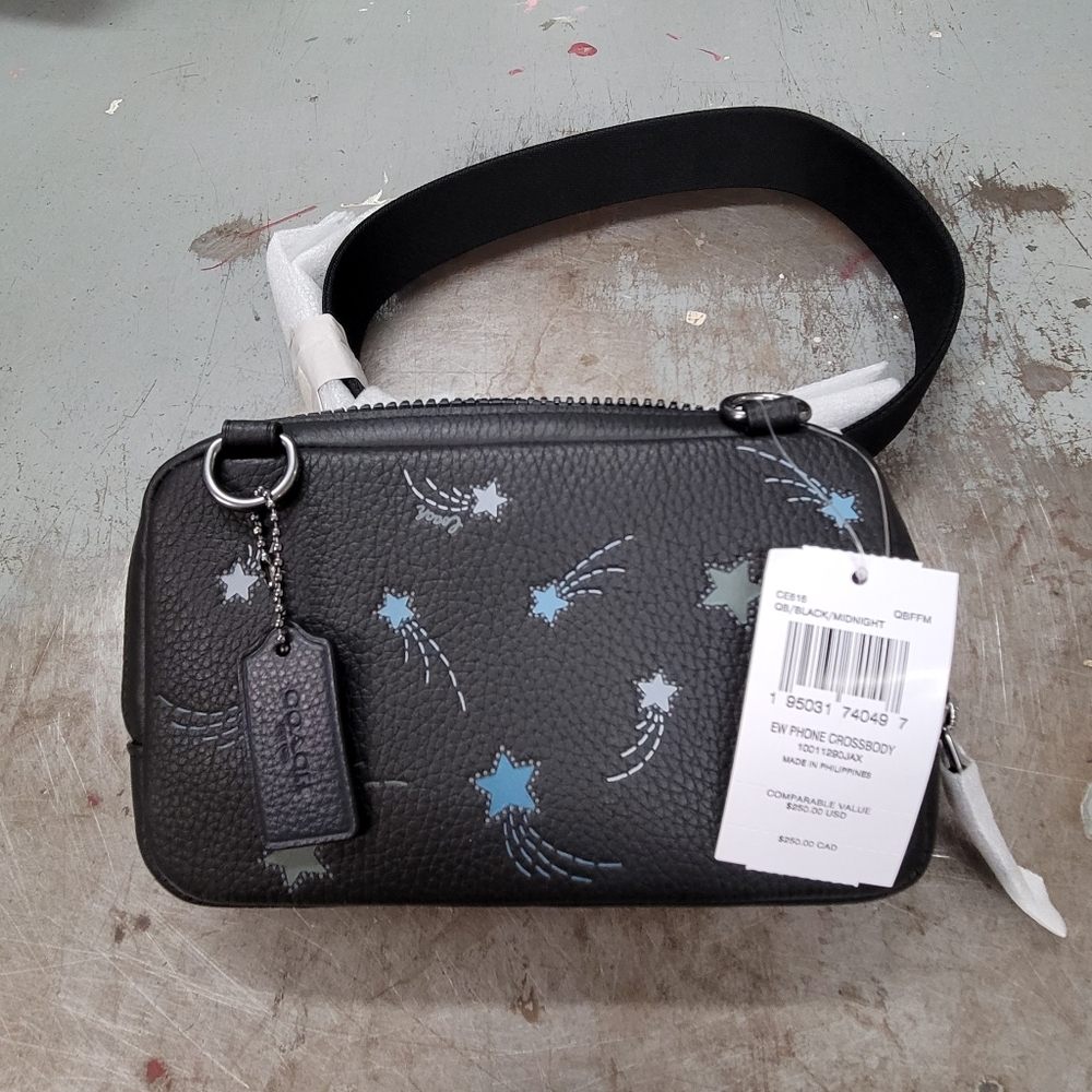 Coach Carrier Phone Crossbody with Shooting Star Print 🌠  NWT Black - Picture 2 of 7